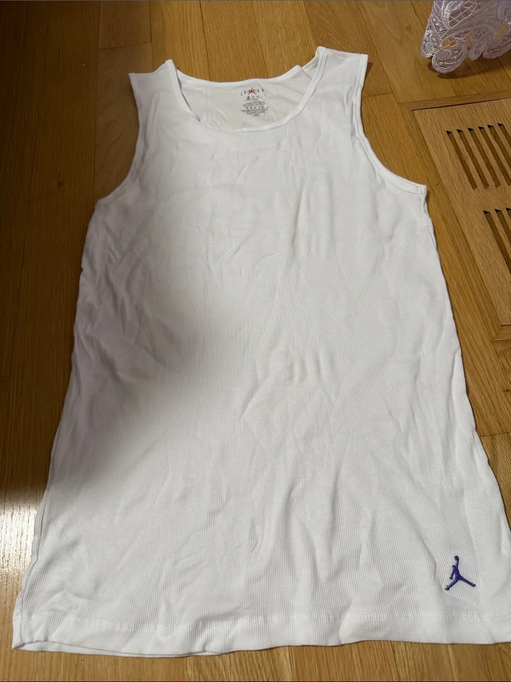 Jordan White Men Tank Top with Purple Jumpman